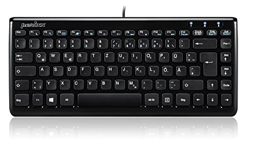 Perixx PERIBOARD-407B DE, Mini Tastatur - USB - 320x140x14mm Abmessung - Klavierlack Schwarz - QWERTZ DE Layout