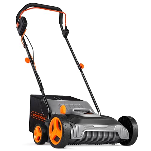 VonHaus Laubsammler für Kunstrasen, Elektrische Kehrmaschine für Kunstrasen und Rasen, Auffangbeutel, 5 Einstellbare Höhen, Klappbarer Handgriff (1500W)