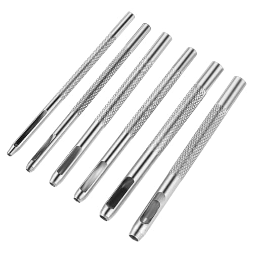 Qianyu 6 Stücke Leder-Locheisensatz 1.5 mm–4 mm Runde Hohlloch Set Nähstanzer Stoff Uhrenarmbänder Locheisen Satz Gürtel Leinwand Kleidung Öse Papierhandwerk DIY Stanzwerkzeug