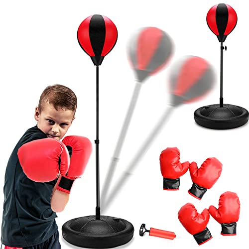 JONESHOW Punchingball Boxset für Kinder höhenverstellbar 69-102 cm inkl, Boxsack, 4 Boxhandschuhe und 1 Pumpe