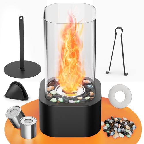 Quadratischer Tischkamin – Premium Bioethanol Tischkamin-Tischfeuer für Indoor & Outdoor – Schaffen Sie eine angenehme Atmosphäre – Tisch Kamin Feuer für Abendessen, Partys & Balkon & Garten