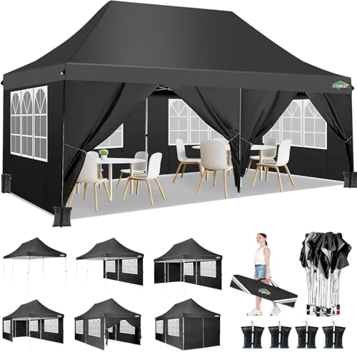 COBIZI Faltpavillon 3X6m Wasserdicht Stabil Pavillon 3x6m, Partyzelt Faltbar Anti-UV mit 6 Seitenwänden & 4 Sandsack, Gartenpavillon für Hochzeiten, Freien, Garten, Party