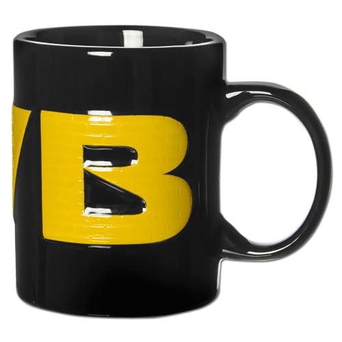 Borussia Dortmund BVB 1909 Tasse - Offizieller Fanartikel, Schwarze Tasse mit eingeprägtem Logo und 1909-Schriftzug, Spülmaschinenfest, 0,3 l