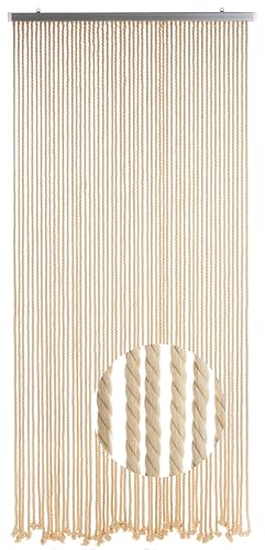 Kobolo Seilvorhang MARITIM, 90x200 cm, 54 Stränge, beige, mit Aluleiste, dekorativer Fliegenvorhang im maritimen Design – ideal als Sichtschutz, Raumteiler oder Türvorhang für Balkon & Terrasse