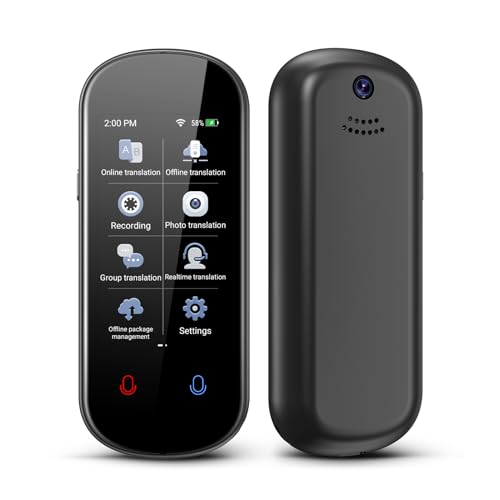 VDKOERT Übersetzer Sprachübersetzer Gerät Übersetzungsgerät mit Sprachausgabe,Fotoübersetzung/WIFI/Hotspot/Offline,Sofortübersetzer für Reisen,Business Sprachenlernen,Black