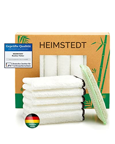 HEIMSTEDT® Bambus Tücher Schwarz (6er Pack) - nachhaltige Bambus Putztücher für streifenfreie Reinigung auf Allen Oberflächen
