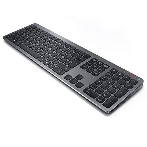 CSL - Kabellose Tastatur mit Ziffernblock - Wireless Keyboard mit Numpad 2,4 Ghz - Deutsch QWERTZ Layout 110 Tasten – 12 FN-Tasten - Multimedia – LED Anzeige – Kompatibel mit Windows - Space Grey