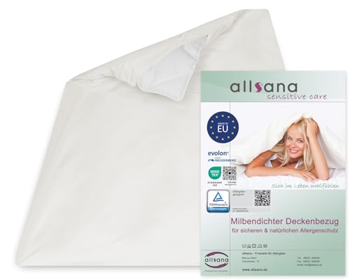 Allsana Allergiker Deckenbezug 135x200 cm | Allergie Bettwäsche | Anti Milben Encasing | Milbenschutz für Hausstauballergiker | allergendichter Zwischenbezug für die Bettdecke | TÜV geprüft