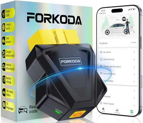 FORKODA OBD2 Diagnosegerät– Auto Diagnose Codeleser Scanner für alle Fahrzeuge OBDII Auslesegerät mit Vollen Systemen Diagnose Bluetooth 5.4 für iOS Android Computer, kabelloses Auto-Scan-Tool