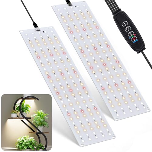 FIVAVA 2 Stücke Pflanzenlampe, 135 LEDs x 2pcs Pflanzenlampe led Vollspektrum, Grow Lampe, Fördert das Pflanzenwachstum, Pflanzenlicht mit Timer, 10 Helligkeitsstufen