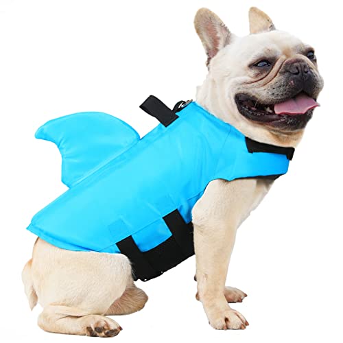 FONLAM Schwimmweste Hunde Hundeschwimmweste Schwimmweste für Kleine Mittelgroße Hunde Rettungsweste Warnweste Schwimmbad (XS, Blau)