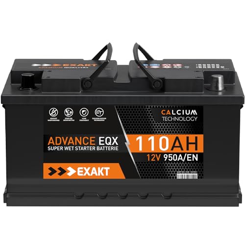 EXAKT Autobatterie 12V 110Ah Starterbatterie PKW KFZ Auto Batterie ersetzt 100Ah