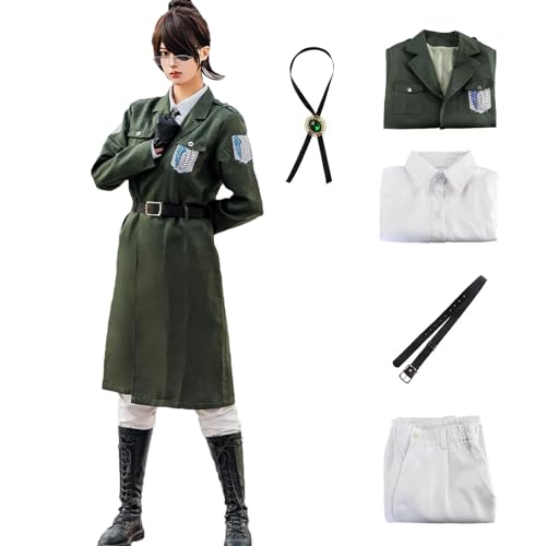 Fiamll Eren Jäger Cosplay Kostüm Jacke Anime Attack On Titan AOT Verkleidung Survey Corps Uniform Halloween Karneval Party Kostüm für Erwachsene M