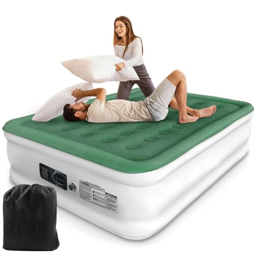 TWZ Luftmatratze 2 Personen, Aufblasbare Matratze mit Integrierter Pumpe, Luftmatratze Selbstaufblasend in 3 Minuten, Luftbett für Camping &Heimgebrauch, Langlebig Gästebett, 203 x 152 x 46cm