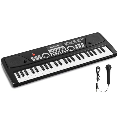 MAX KD49 - Kinder Keyboard mit Mikrofon, 49 Tasten, 16 Klangarten, 8 Rhythmen & Sounds, Kinderklavier mit Aufnahmefunktion, 8h Akku - E Piano Kids, Keyboard Piano Spielzeug für Kinder ab 4 Jahre,