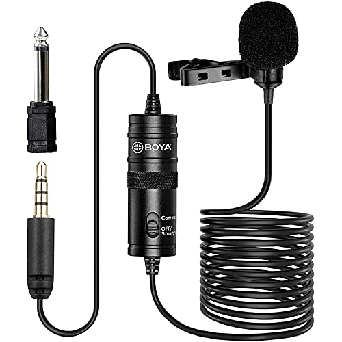 BOYA BY-M1 3.5mm Ansteckmikrofon aus Metall für Smartphones, DSLR, Camcorder, Audiorecorder, PC mit Windschutz