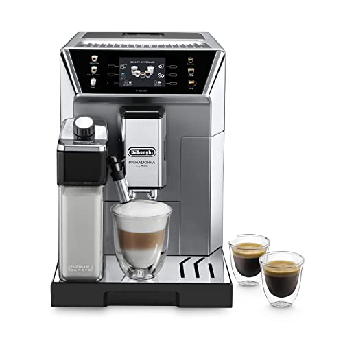 De'Longhi PrimaDonna Class ECAM 550.85.MS Kaffeevollautomat mit LatteCrema Milchsystem, Cappuccino und Espresso auf Knopfdruck, 3,5 Zoll TFT Farbdisplay und App-Steuerung, Silber