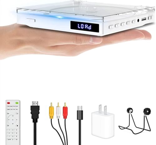 Maite Mini DVD Player Tragbar, Regionen Free mit 1080P HDMI-Anschluss/AV-Ausgang, NTSC/PAL, DVD-Player für TV mit AV/HDMI-Kabeln/USB-Wiedergabe Fernbedienung und Ständer no Support blueray