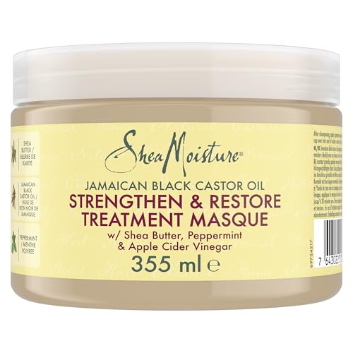 SheaMoisture Jamaican Black Castor Oil silikon- und sulfatfreie Haarmaske Strength&Restore Hair Treatment Mask für natürliches, chemisch verarbeitetes oder wärmegestyltes Haar 355 ml