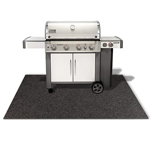 Floordirekt BBQ-Matte Dalton - Grillschutzmatte für Terrasse, Balkon & Garten - Bodenschutzmatte Grillunterlage Grillmatte - Feuerfester Grilluntergrund (100 x 200 cm, Anthrazit)