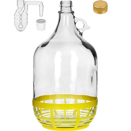 lilawelt24 5L Flasche +Gummistopfen + Gärröhrchen Gärballon Set Weinballon Gärbehälter/brauen Wein Machen