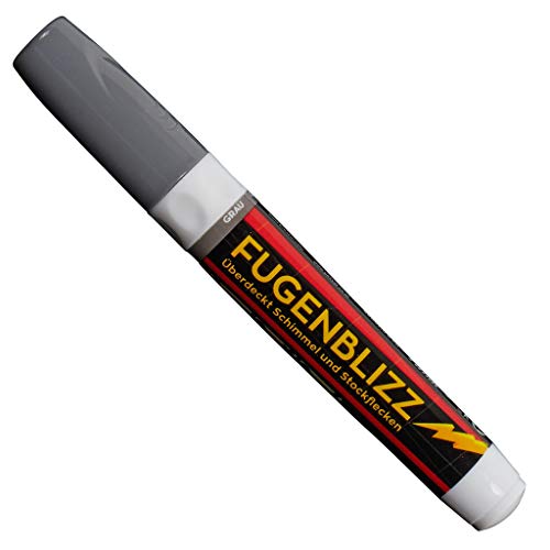 FugenBlizz Fugenstift – Fliesenstift mit wasserfester Fugenfarbe für Bad & Küche – Fugen Stift mit besonders hoher Deckkraft – Überdeckt Schmutz, Schimmel & Stockflecken – Grau