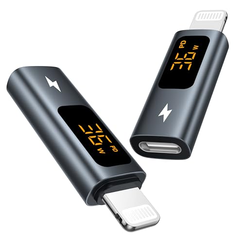 GIANAC USB C auf Lightning Adapter (2Stück) 36W USB C Lightning Adapter mit LED Display,für iPhone 14 13 12 11 Pro Max, iPad Pro/Air 5/Mini 6, iPod, Nicht für OTG/Audio