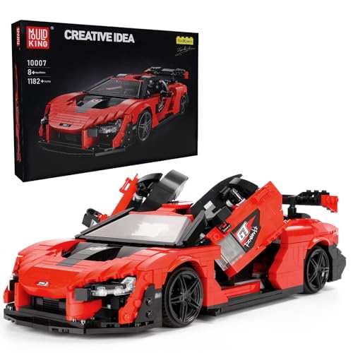 Mould King 10007 Sportwagen Bausteine Modell, 1182 Teile Statische Version DIY Auto Bausatz, Sport Rennwagen Bausteine als Spielzeug/Sammlerstücke/Ausstellungsgegenstände