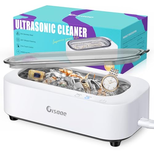 Gisaae Ultraschallreinigungsgerät 48000Hz Brillenreinigungsgerät Mit 2 Modi Tragbar Ultraschallgerät 350ml Ultraschallreiniger für Zahnersatz Münzen Ultraschall Ultrasonic Cleaner