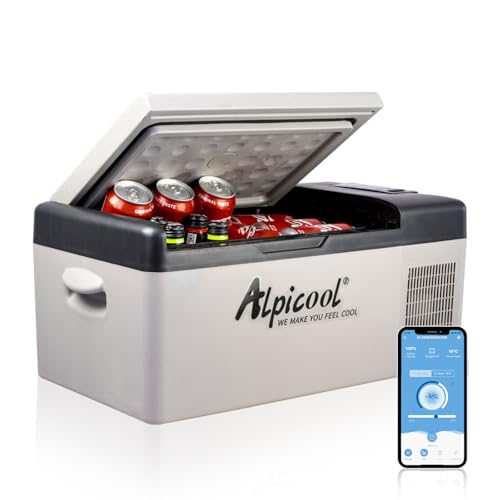 Alpicool C15 15L Kompressor Kühlbox 12v Mini Kühlschrank Elektrische Camping-Gefrierbox Klein Tragbare für Auto, Lkw, Boot, RV mit USB Anschluss,-20℃-20℃