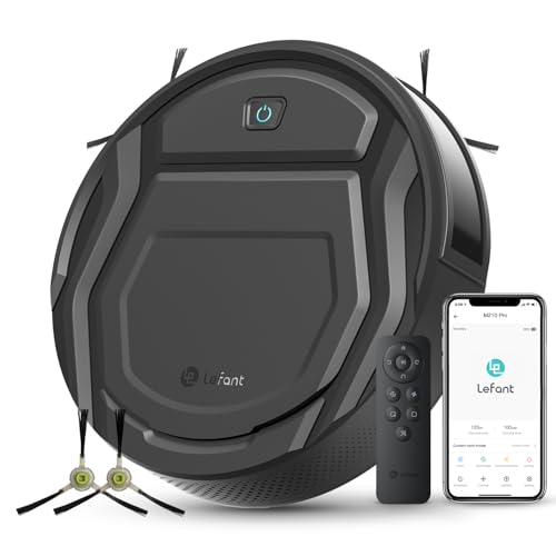 LEFANT Saugroboter mit Fernbedienung, 2200Pa Starke Saugkraft, M210P Staubsauger Roboter für Tierhaare, Roboterstaubsauger mit Ladestation, Kompatibel mit Alexa und APP Steuerung, 120 Min Laufzeit