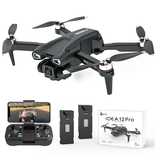 12PRO Drohnen mit Kamera Bürstenlosem Motor Drone für Anfänger und Erwachsene mit Motorisch Verstellbare 135° Camera 4k HD 2 Kameras Drohen 5G WIFI FPV RC Faltbar Quadcopter Höhenhaltung 2 Akkus