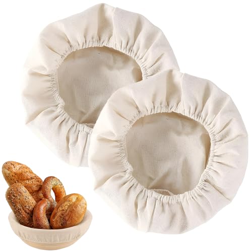 2 Stück Leinentuch Brot Backen,Proofing Basket Cloth Liner,Bäckerleinen Für Brot,Leinentuch Für Gärkorb,Leinentuch Mit Gummibund,Leineneinsatz Für Brot Gärkörbchen,Zur Teigzubereitung Und Zum Backen
