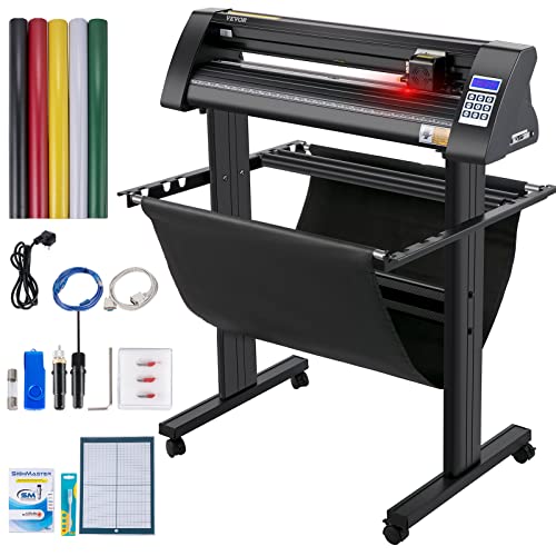 VEVOR Vinyl Schneideplotter Max. Papiereinzug 720 mm, Folienplotter Schneidkraft 500 g, Plotterschneider mit optisches Auge, Signmaster-Software, Schrittmotor, Plotter Halbautomatisch mit Ständer