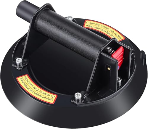8-Zoll Saugheber Glassauger maximale Tragkraft 200 kg Vakuum Saugnapf Glassauger mit Ventil und Zubehör Saugheber Fliesen für Glas Fliesen Marmor Laminat Möbel (Schwarz)