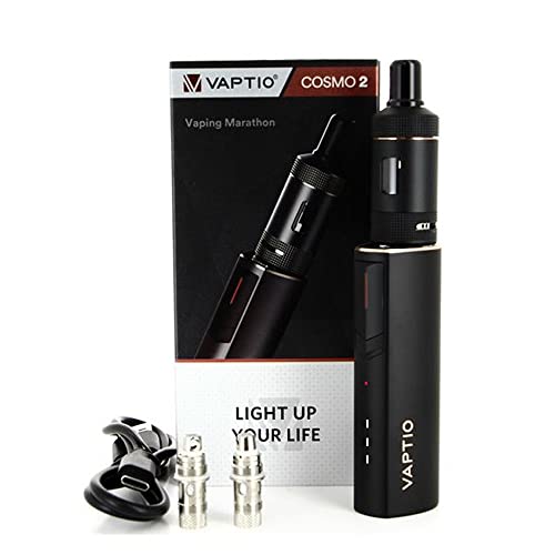 Original Vaptio COSMO2 Vape Kit mit Cosmo C5- und C6-Spulen, Starter-Kit für elektronische Zigaretten, Keine Flüssigkeit Kein Nikotin (Schwarz)