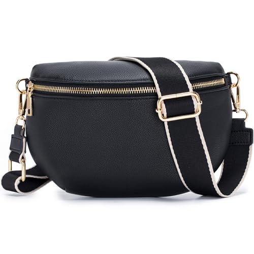 Roulens Kleine Damen Umhängetaschen,Elegant Bauchtasche Damen,Umhängetasche aus Veganes PU Leder,Crossbody Bag Damen,RFID Blockierung Kartenschlitz Brusttasche mit Verstellbar Abnehmbar Breiter Gurt