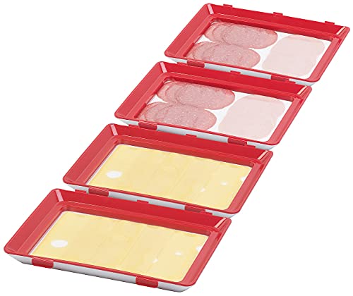 Rosenstein & Söhne Aufschnittdose: 4er-Set Frischhaltedosen für Wurst- und Käse-Aufschnitt (Wurst Aufbewahrungsbox)