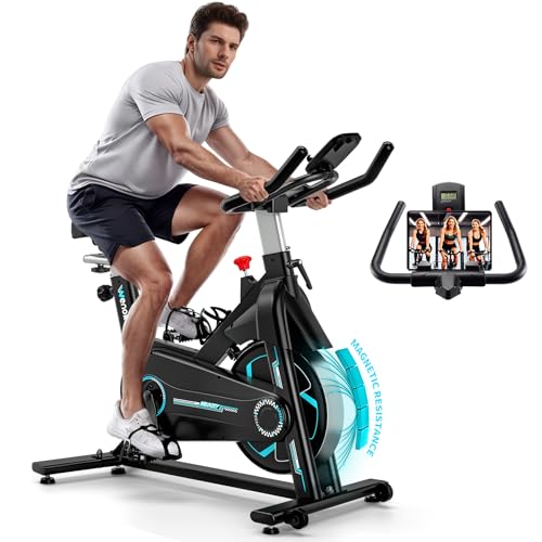 [2025 Aktualisierte] Wenoker Heimtrainer, Magnetwiderstand Stationäres Fahrrad für Zuhause, Indoor Bike mit Flüsterleise, Schweres Schwungrad und Verbesserter LCD-Monitor, Bis 160KG