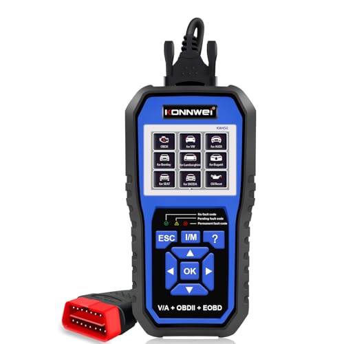 KONNWEI KW450 OBD2 Diagnosegerät,Auto Mit Vollen OBD2-Funktionen,Vollständige OBDII-Diagnose, Auto Auslesegerät Motor-Fehlercode lesen, OBDII-KFZ Diagnosegerät für VW and Audi Cars Diagnosegerät Tool