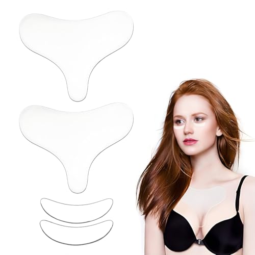 4 Stück Wiederverwendbare Silikonpads gegen Brustfalten,Augenklappen Silikon Brustpolster Wiederverwendbare,Dekollete Mit Hals Anti Falten Pads Silikonpads Wiederverwendbare gegen Brustfalten