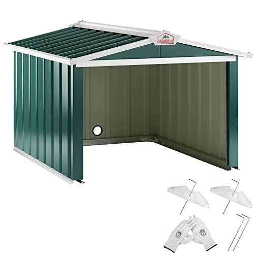 Gardebruk® Mähroboter Garage 86x100x63cm Satteldach Metall Witterungsbeständig 4X Erdanker Carport Rasen Garten Grün