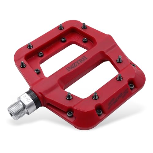 MZYRH Mountainbike-Pedale, 3 Lager rutschfeste leichte Nylon-Fahrrad-Plattform-Pedale für BMX MTB (Rot)