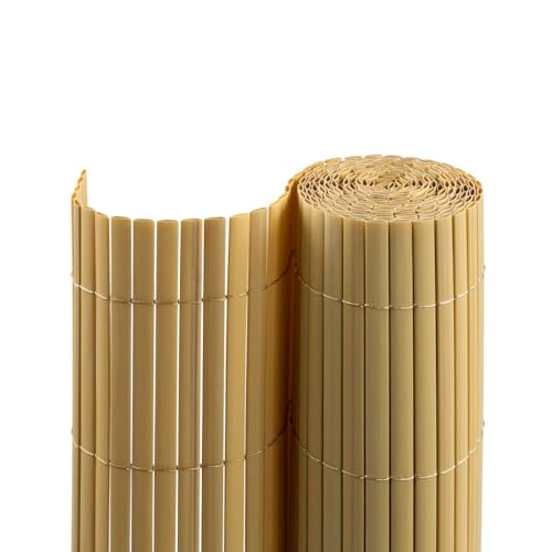 jarolift PVC Sichtschutzmatte Sichtschutzzaun, Balkon Sichtschutz Zaun für Garten Terrasse, Balkonverkleidung Privatsphäre Windschutz Wetterfest UV-beständig ohne Bohren, 100 x 300 cm, Bambus