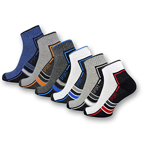 Sneaker Socken Herren Quarter Sportsocken Gepolstert Frotteesohle Atmungsaktiv Baumwolle 16215/20 WP (47-50 6 Paar)