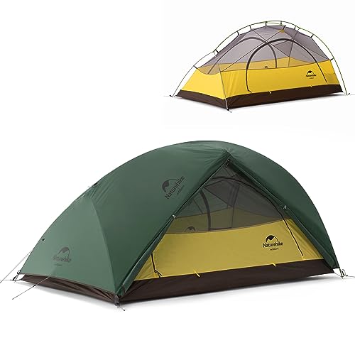 Naturehike Star-River Leichtes Zelt 20D Silikon Stoff 2 Person Doppelschichten Aluminium Rod Camping Zelt(210T Waldgrün)