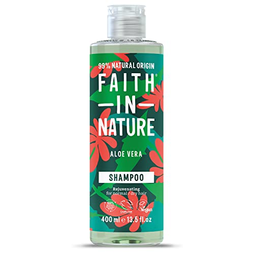 Faith In Nature Natürliches Aloe Vera Shampoo, verjüngend, vegan und tierversuchsfrei, ohne SLS oder Parabene, für normales bis trockenes Haar, 400 ml