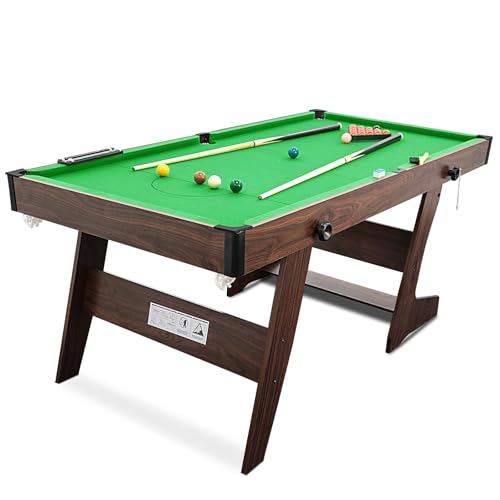 HLC Pool-Billardtische Billardtisch Klappbar mit Kompletten Zubehör 183 * 91.5 * 79 cm DREI Farben, für Ihre Familie und ihre Kinder, grün