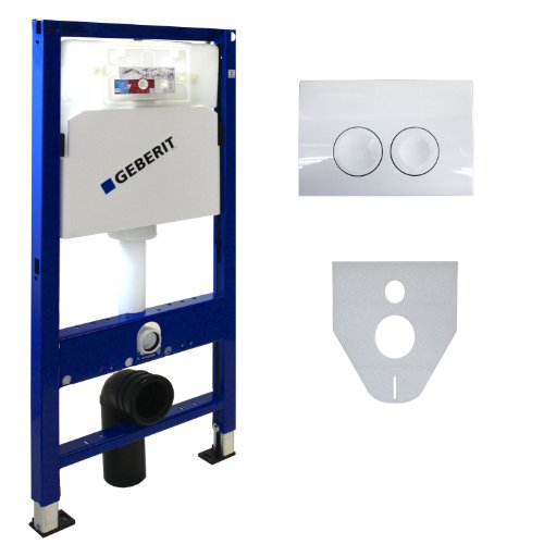 Geberit Duofix Basic UP 100 WC-Vorwandelement WC SET mit Platte Delta 21 weiß, Schallschutzset