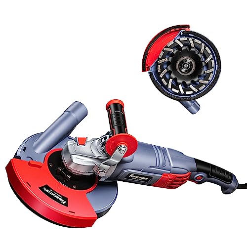 FANZWORK 1750W/180mm Betonschleifer Set, 7.500 min-1 Umdrehung, inkl. Premium180mm Diamantschleiftopf, Absaughaube, L-Förmiger Griff - Ideal für Beton, Estrich und Fliesenkleber Schleifen